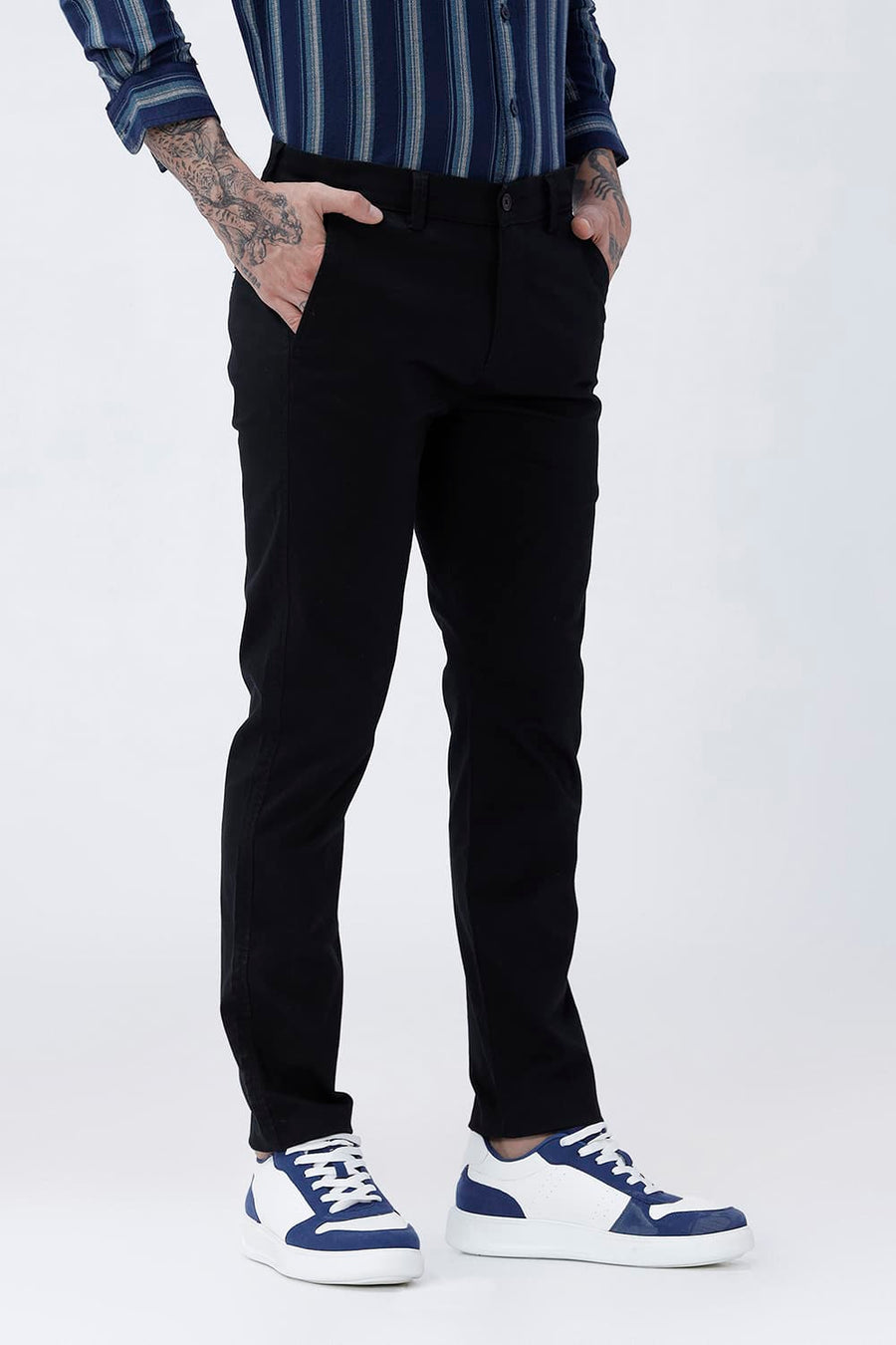 BASICS TAPERED FIT  COTTON STRETCH STRUCTURE TROUSER