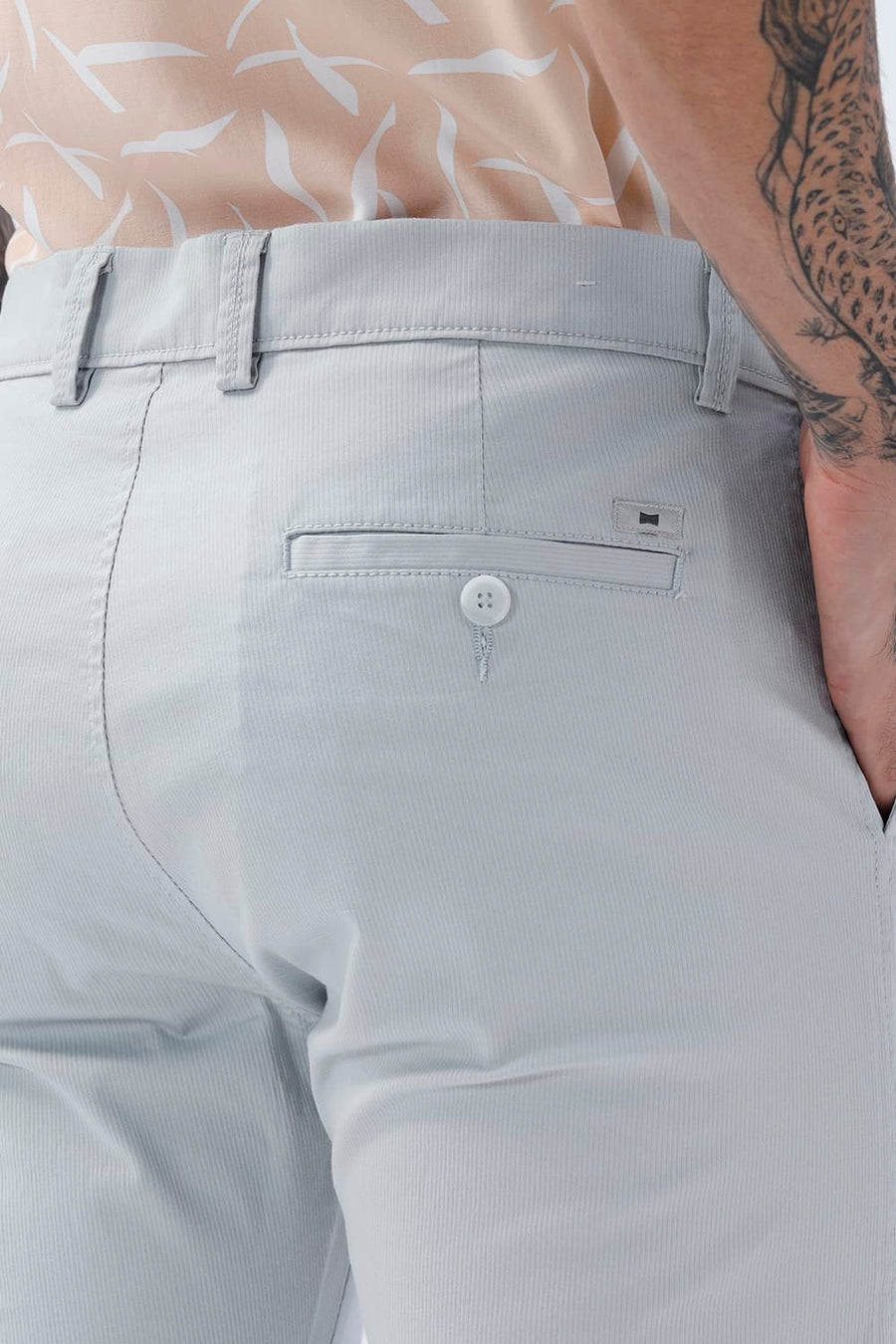 BASICS TAPERED FIT  COTTON STRETCH STRUCTURE TROUSER