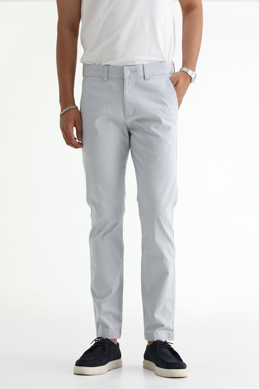BASICS TAPERED FIT  COTTON STRETCH STRUCTURE TROUSER