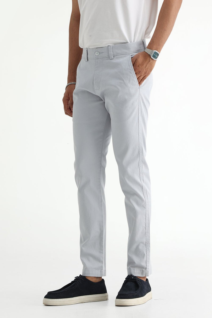 BASICS TAPERED FIT  COTTON STRETCH STRUCTURE TROUSER