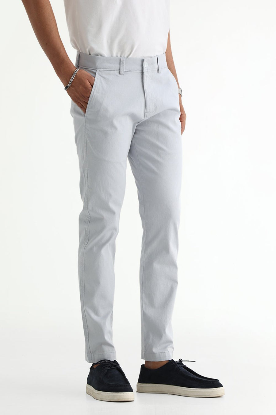 BASICS TAPERED FIT  COTTON STRETCH STRUCTURE TROUSER