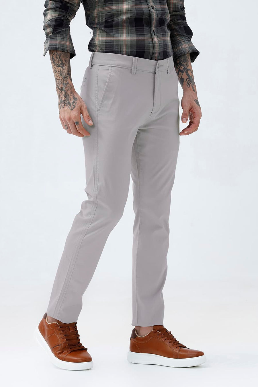BASICS TAPERED FIT  COTTON STRETCH STRUCTURE TROUSER