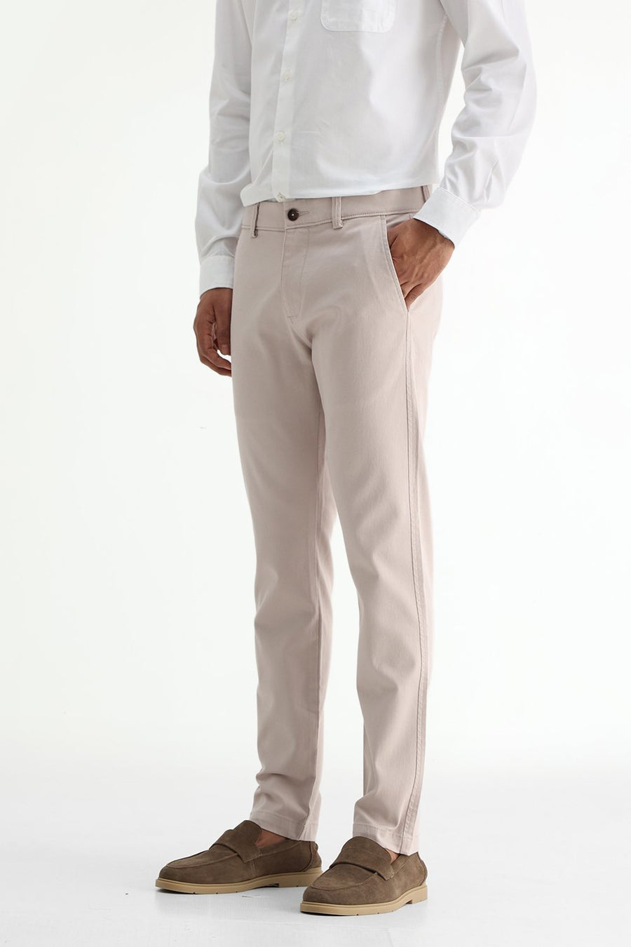 BASICS TAPERED FIT  COTTON STRETCH STRUCTURE TROUSER