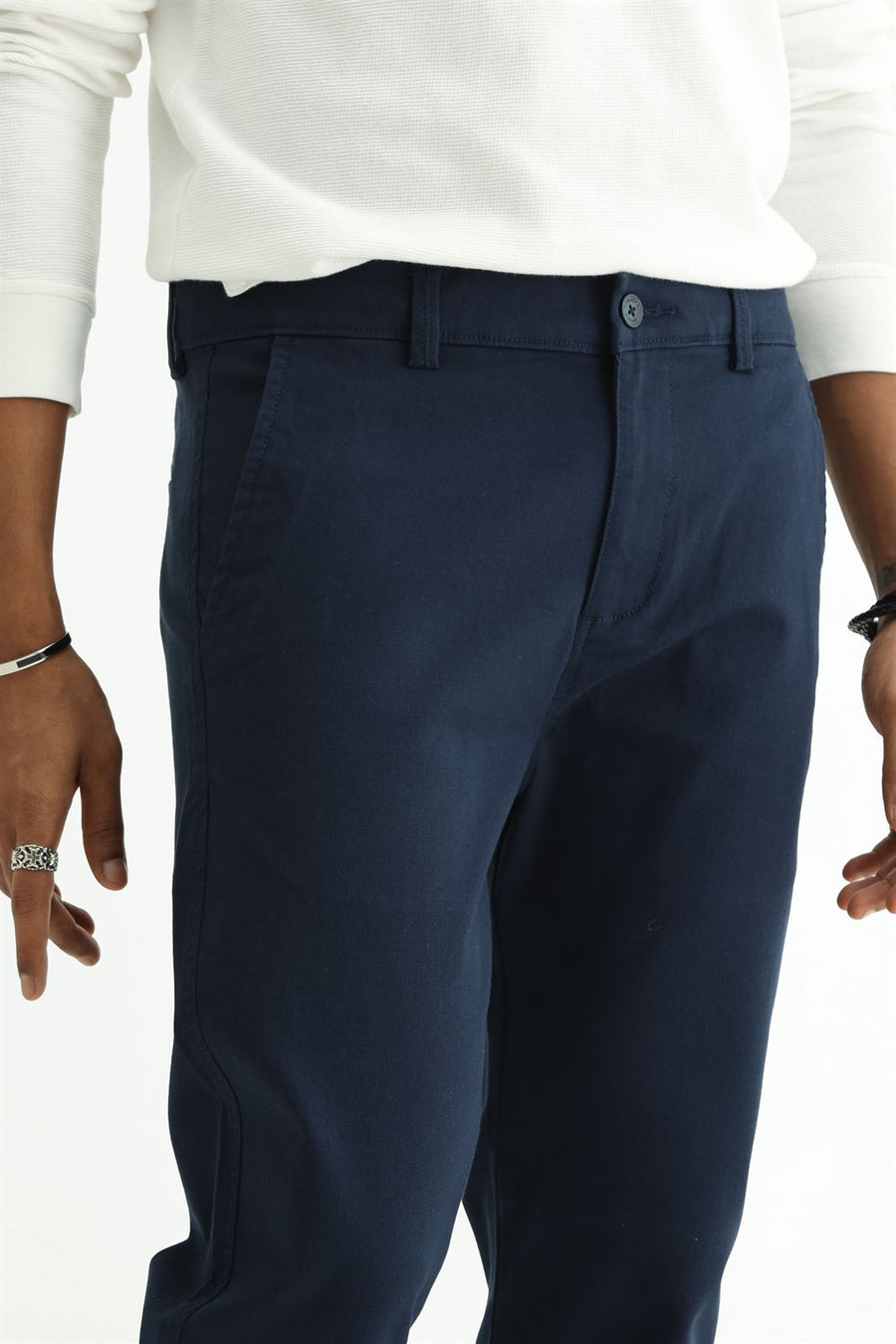 BASICS TAPERED FIT  COTTON STRETCH STRUCTURE TROUSER