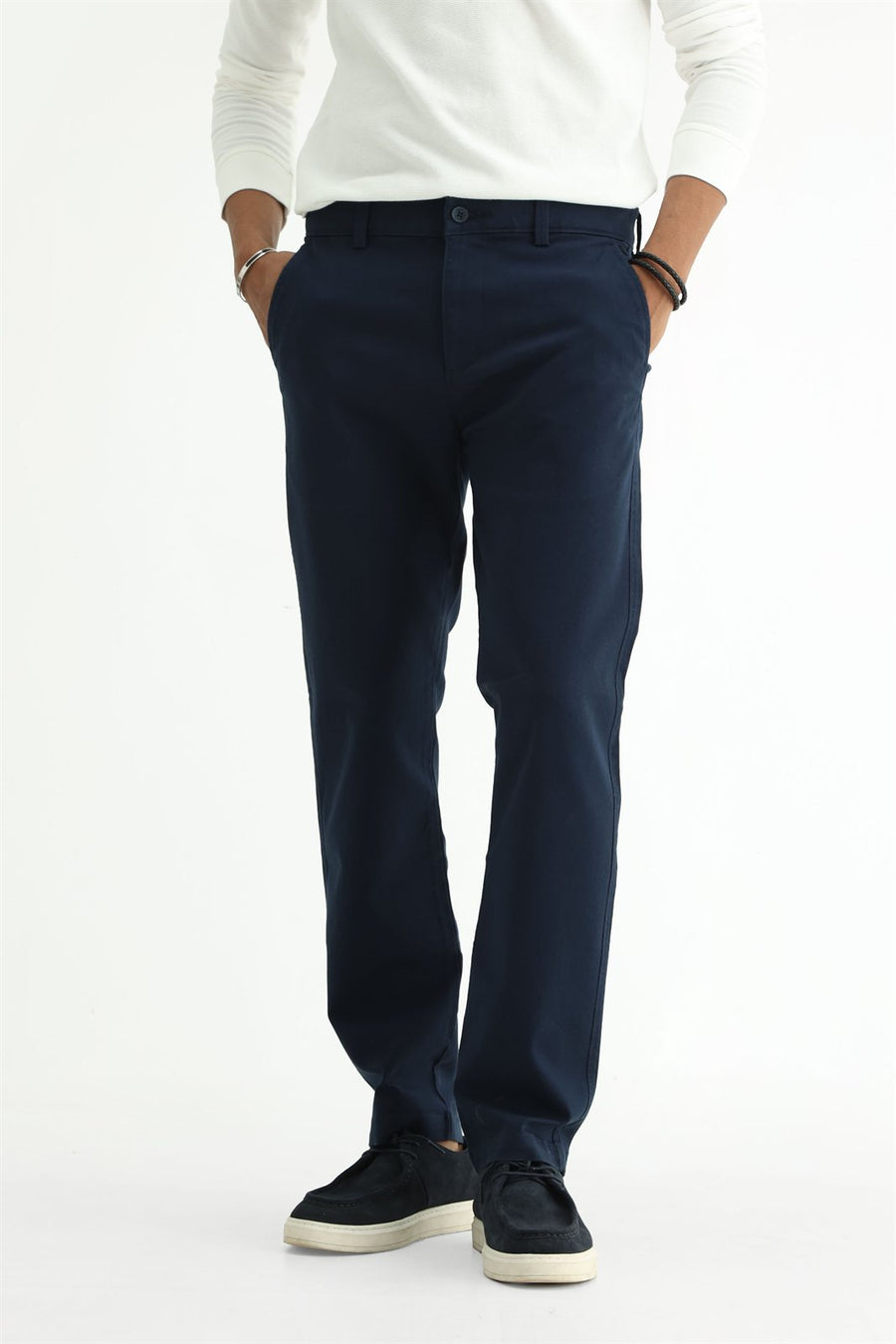 BASICS TAPERED FIT  COTTON STRETCH STRUCTURE TROUSER