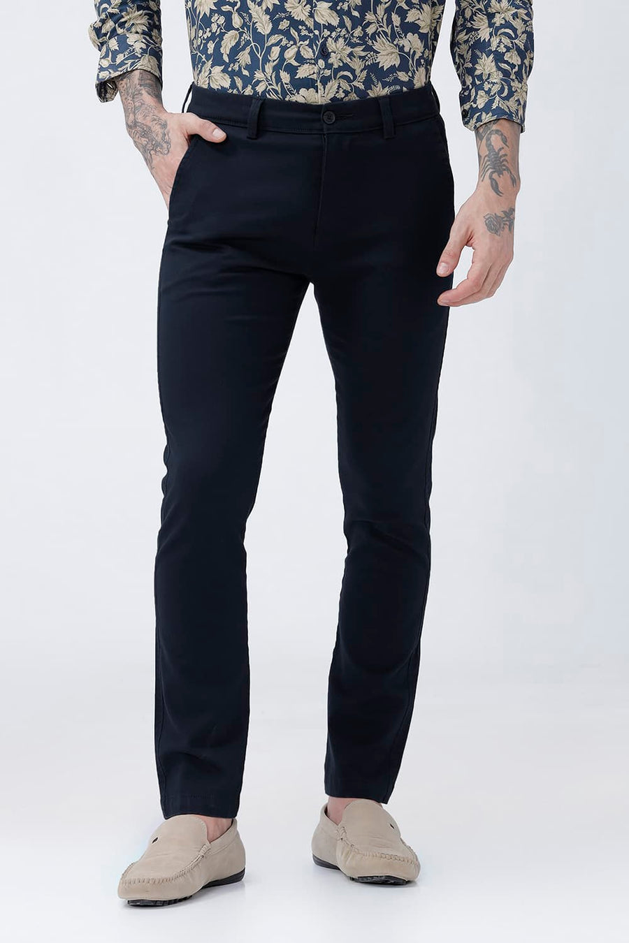 BASICS TAPERED FIT  COTTON STRETCH STRUCTURE TROUSER