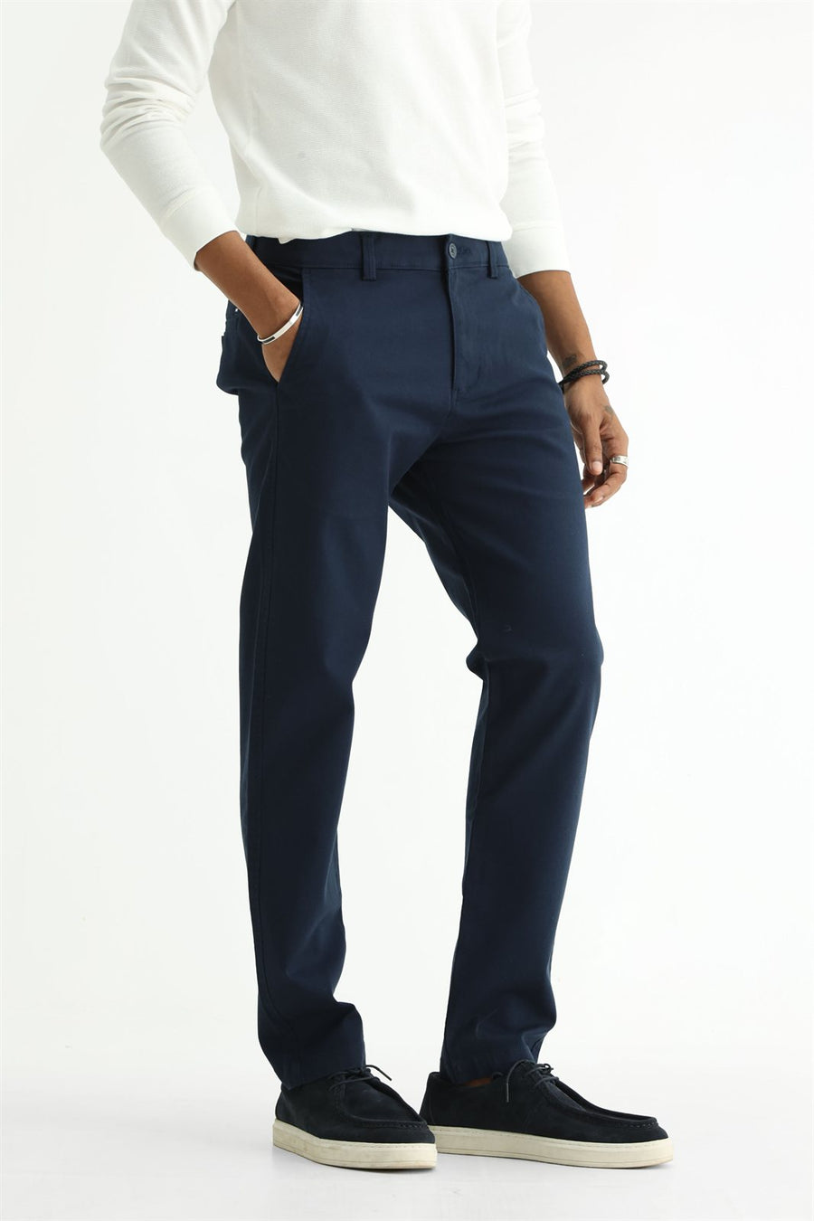 BASICS TAPERED FIT  COTTON STRETCH STRUCTURE TROUSER