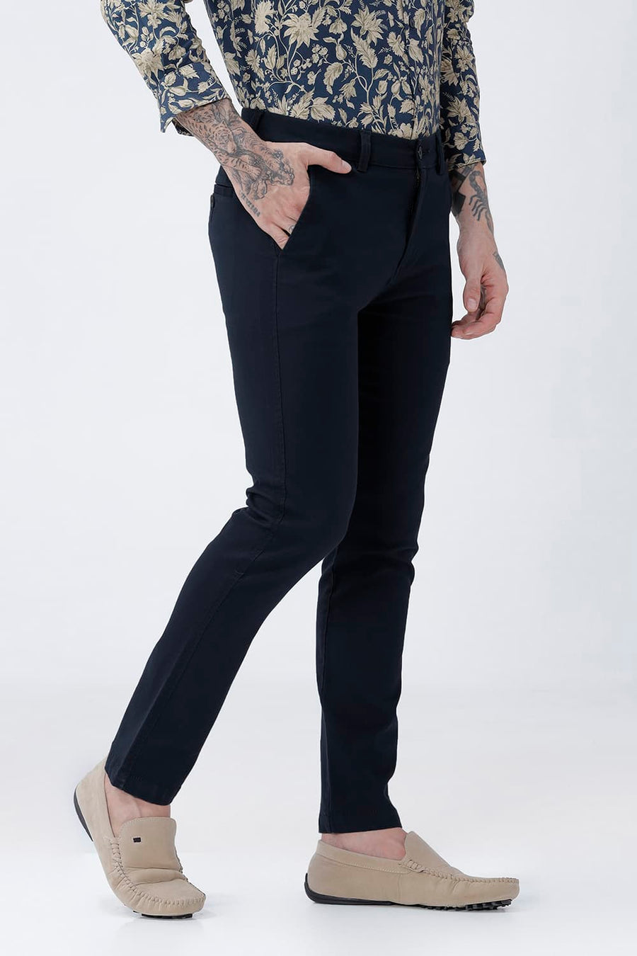 BASICS TAPERED FIT  COTTON STRETCH STRUCTURE TROUSER