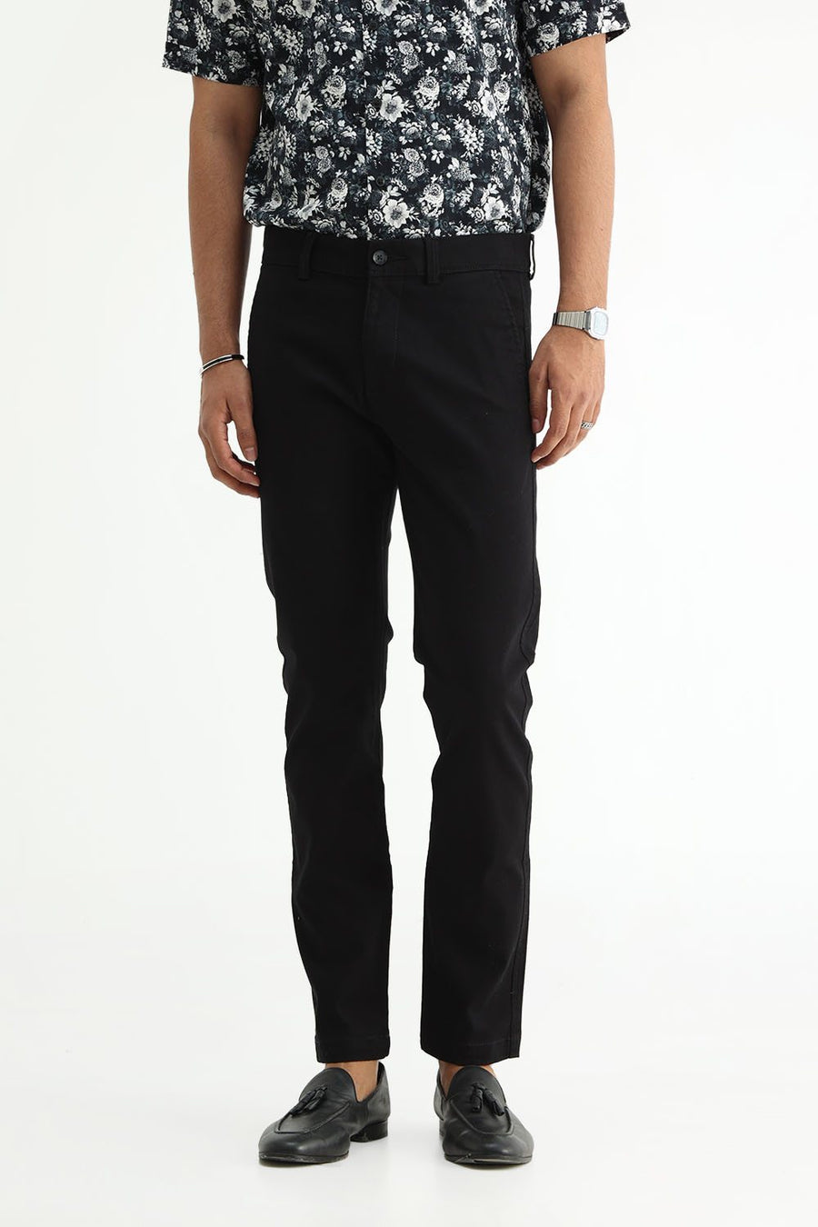 BASICS TAPERED FIT  COTTON STRETCH STRUCTURE TROUSER