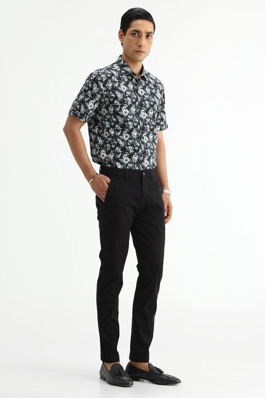 BASICS TAPERED FIT  COTTON STRETCH STRUCTURE TROUSER
