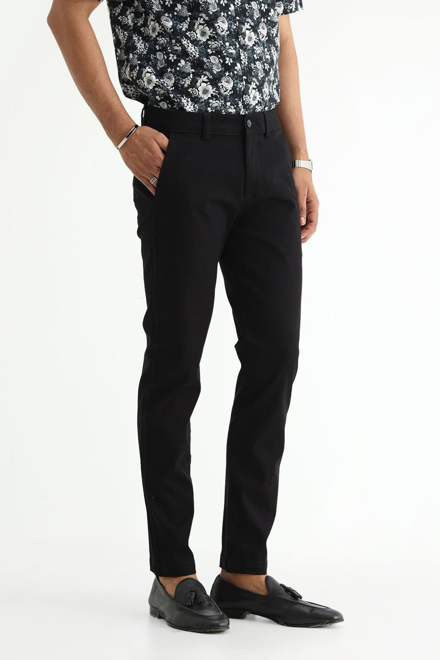 BASICS TAPERED FIT  COTTON STRETCH STRUCTURE TROUSER