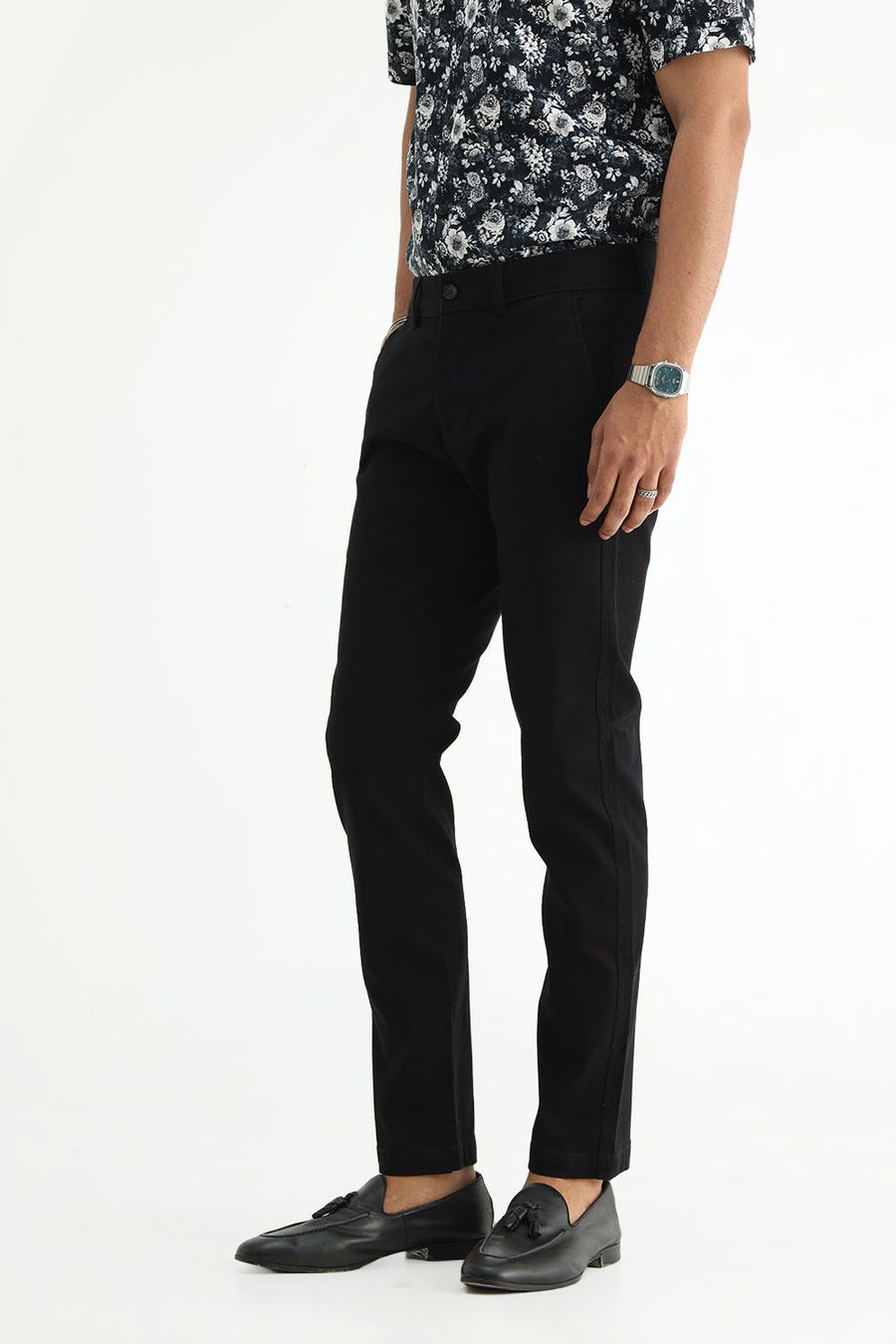 BASICS TAPERED FIT  COTTON STRETCH STRUCTURE TROUSER