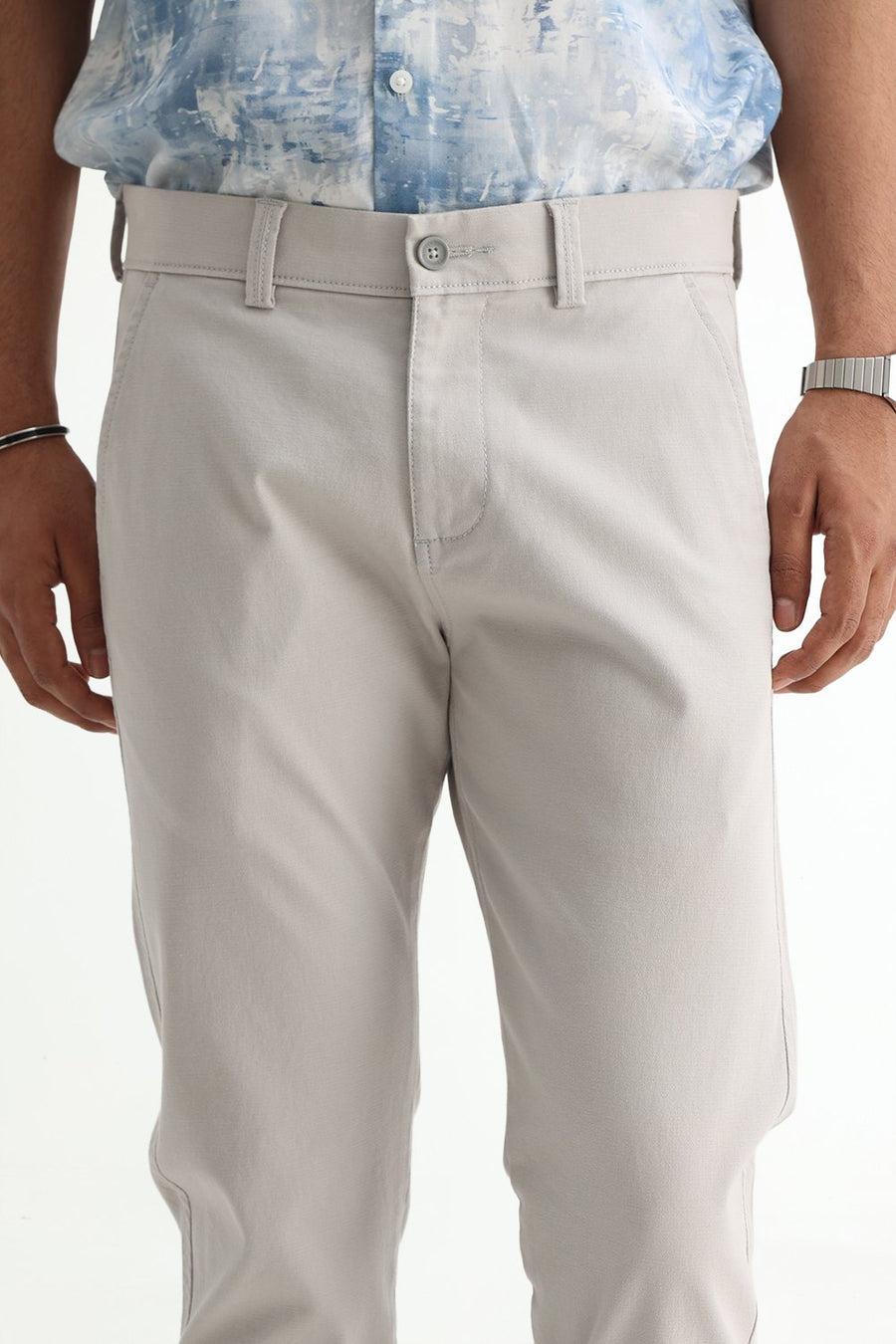 BASICS TAPERED FIT  COTTON STRETCH STRUCTURE TROUSER