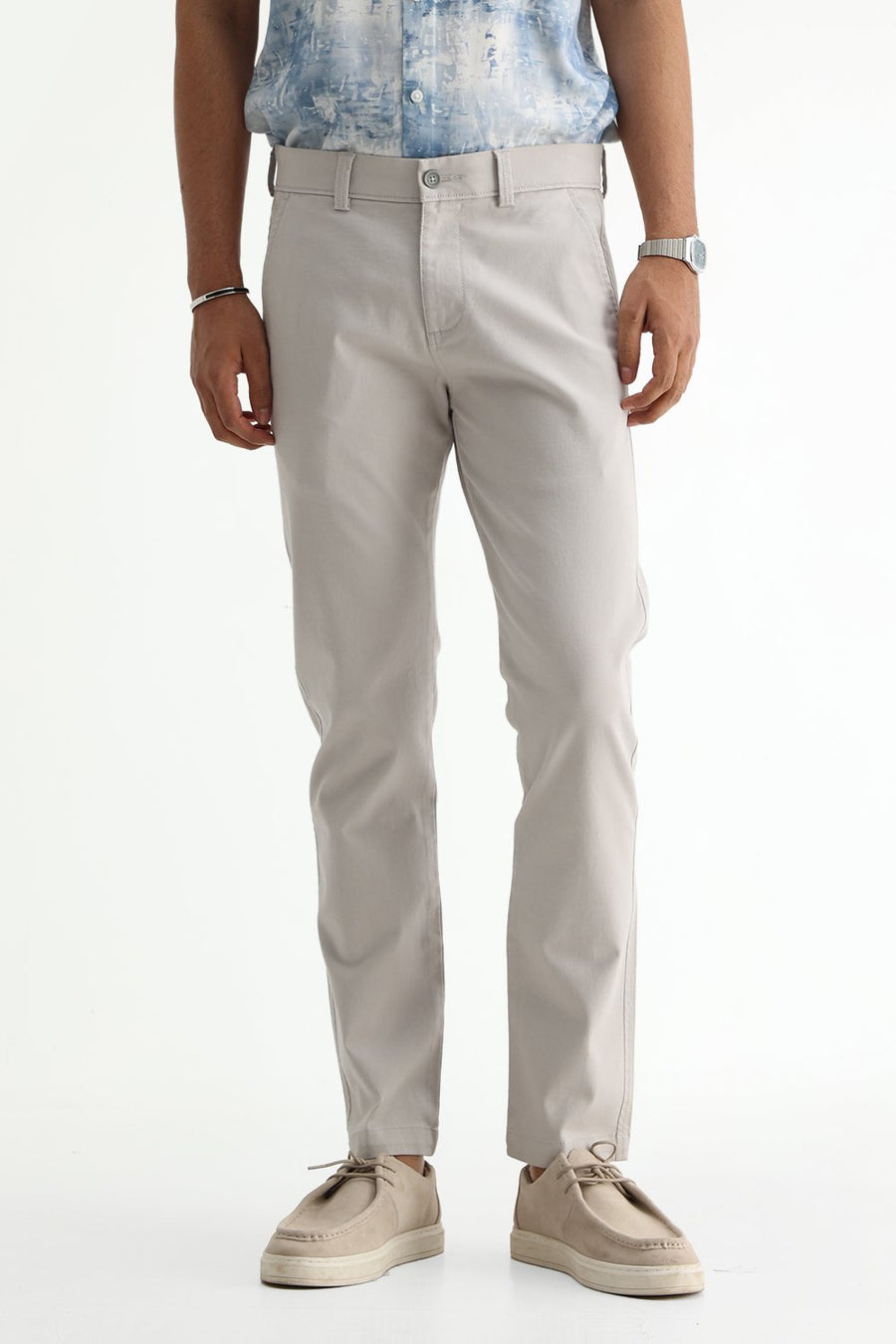 BASICS TAPERED FIT  COTTON STRETCH STRUCTURE TROUSER
