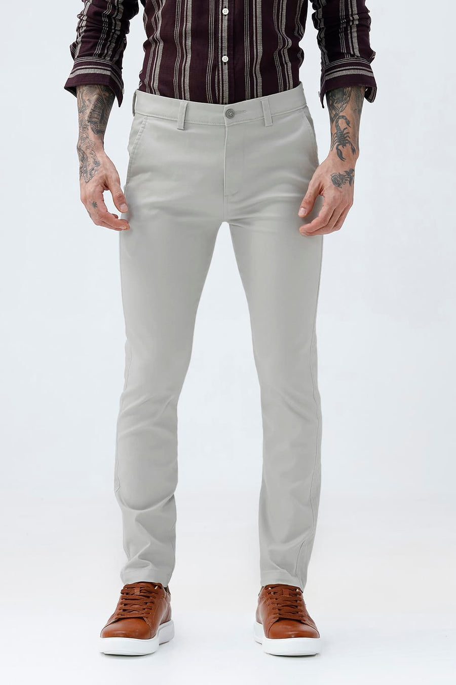 BASICS TAPERED FIT  COTTON STRETCH STRUCTURE TROUSER