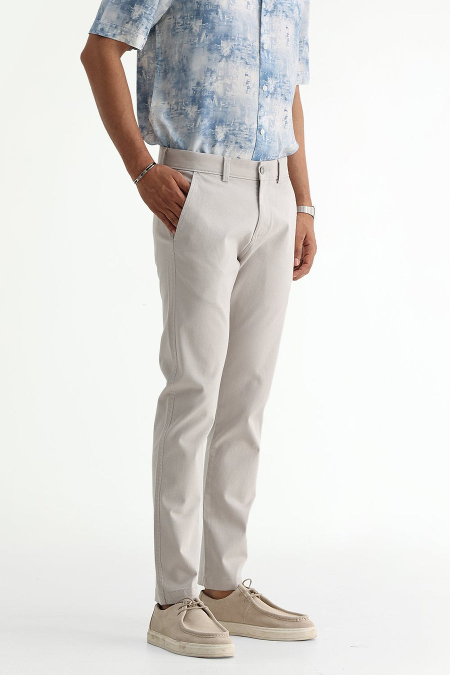 BASICS TAPERED FIT  COTTON STRETCH STRUCTURE TROUSER