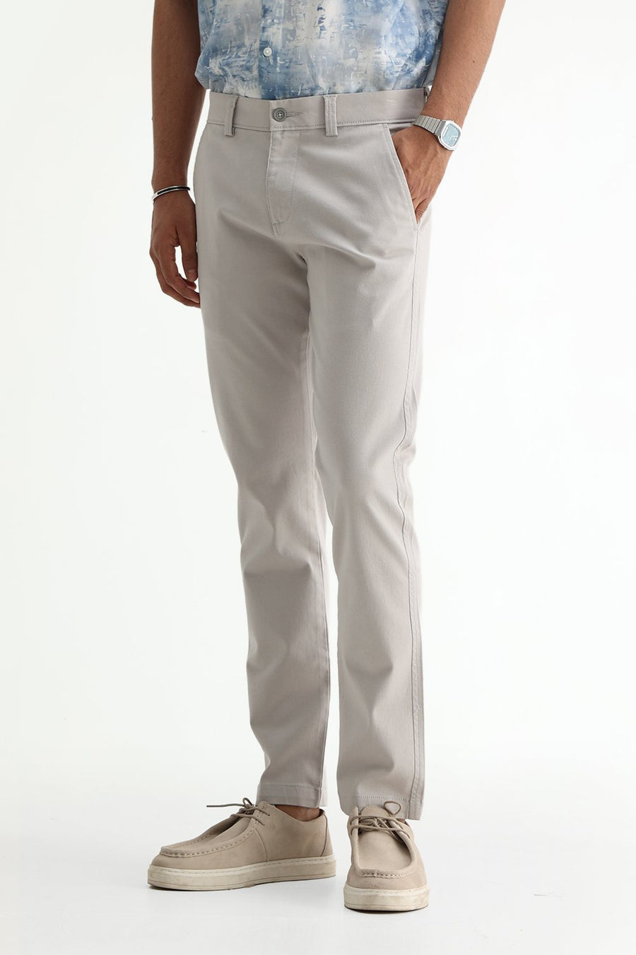BASICS TAPERED FIT  COTTON STRETCH STRUCTURE TROUSER