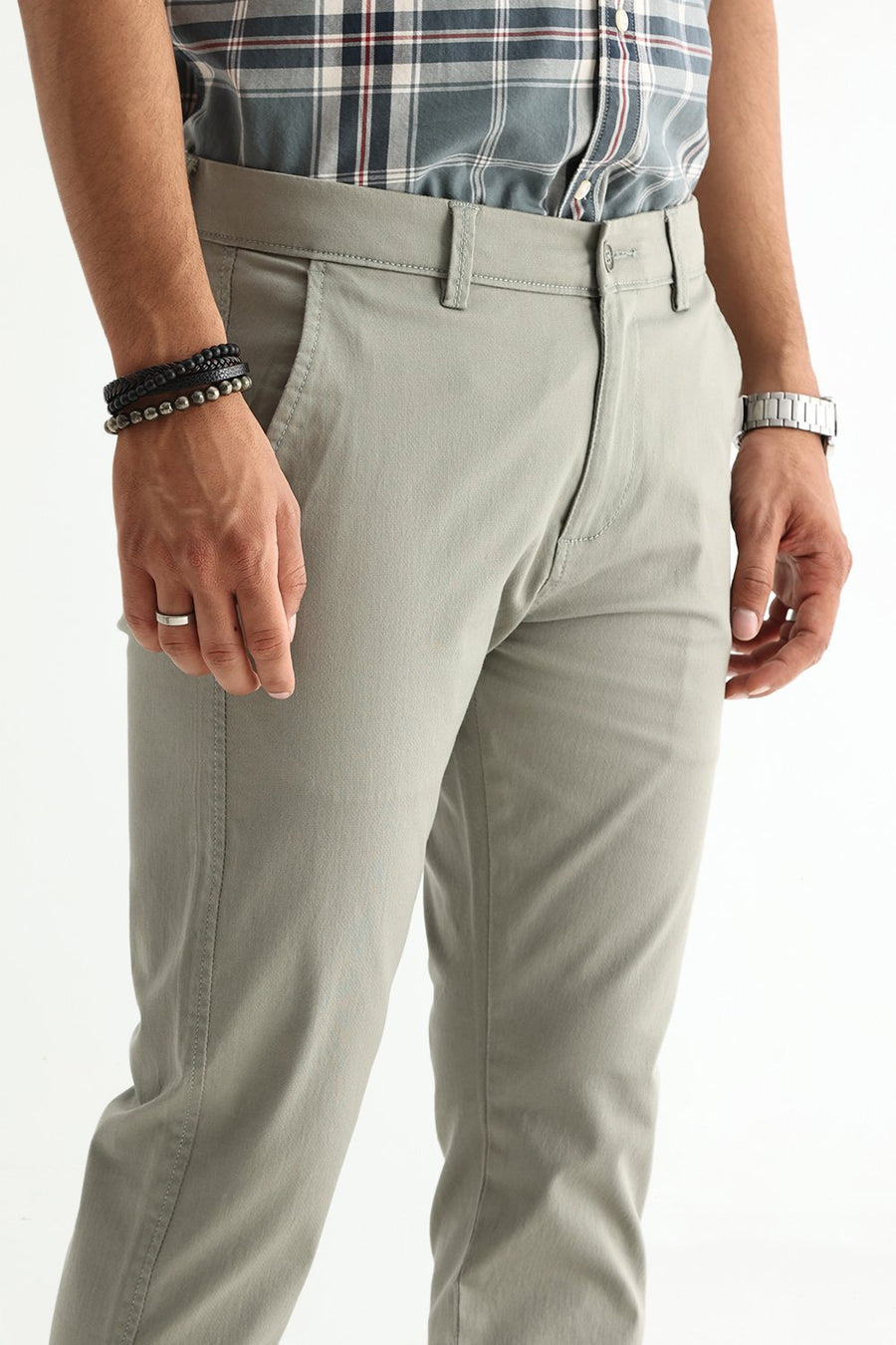 BASICS TAPERED FIT  COTTON STRETCH STRUCTURE TROUSER