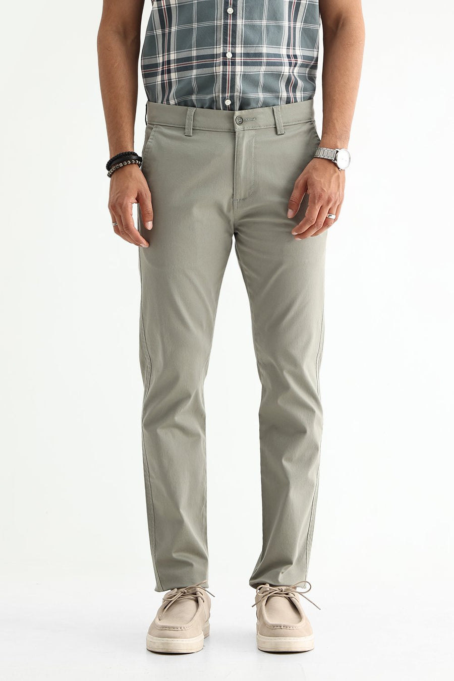 BASICS TAPERED FIT  COTTON STRETCH STRUCTURE TROUSER