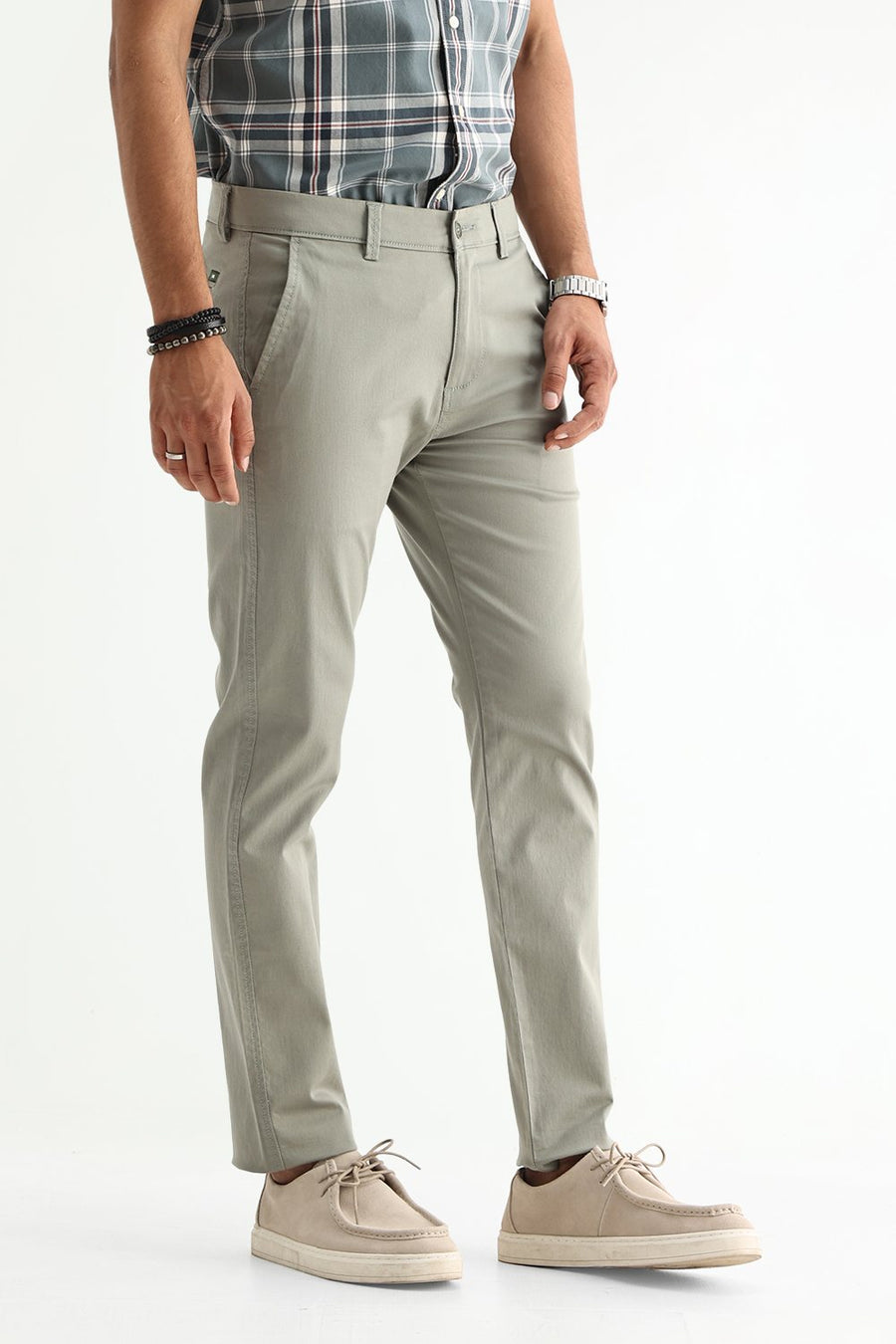 BASICS TAPERED FIT  COTTON STRETCH STRUCTURE TROUSER