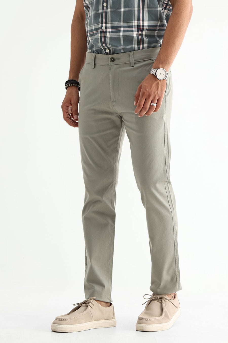 BASICS TAPERED FIT  COTTON STRETCH STRUCTURE TROUSER