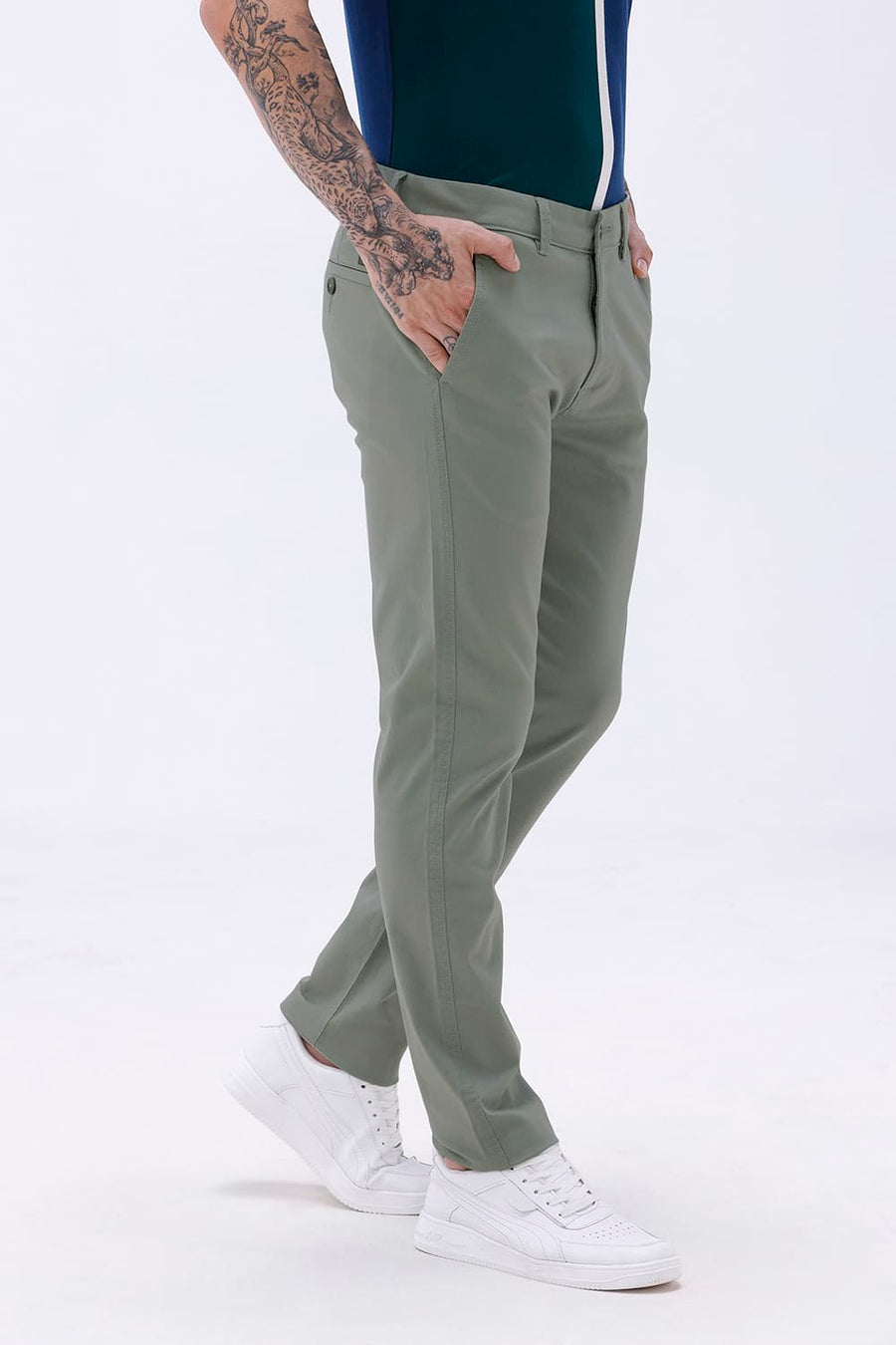 BASICS TAPERED FIT  COTTON STRETCH STRUCTURE TROUSER