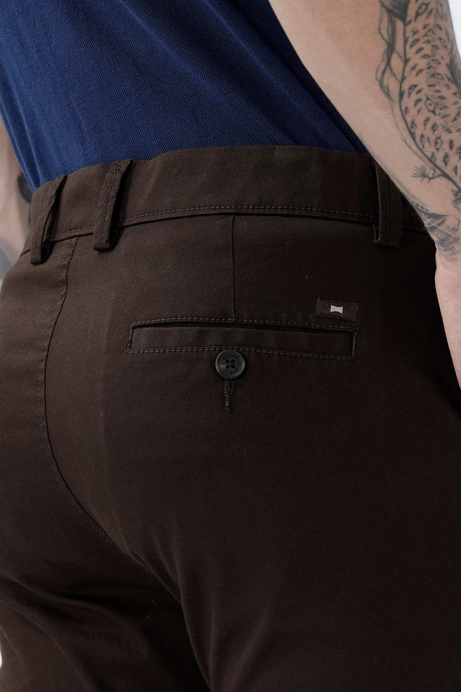 BASICS TAPERED FIT  COTTON STRETCH STRUCTURE TROUSER