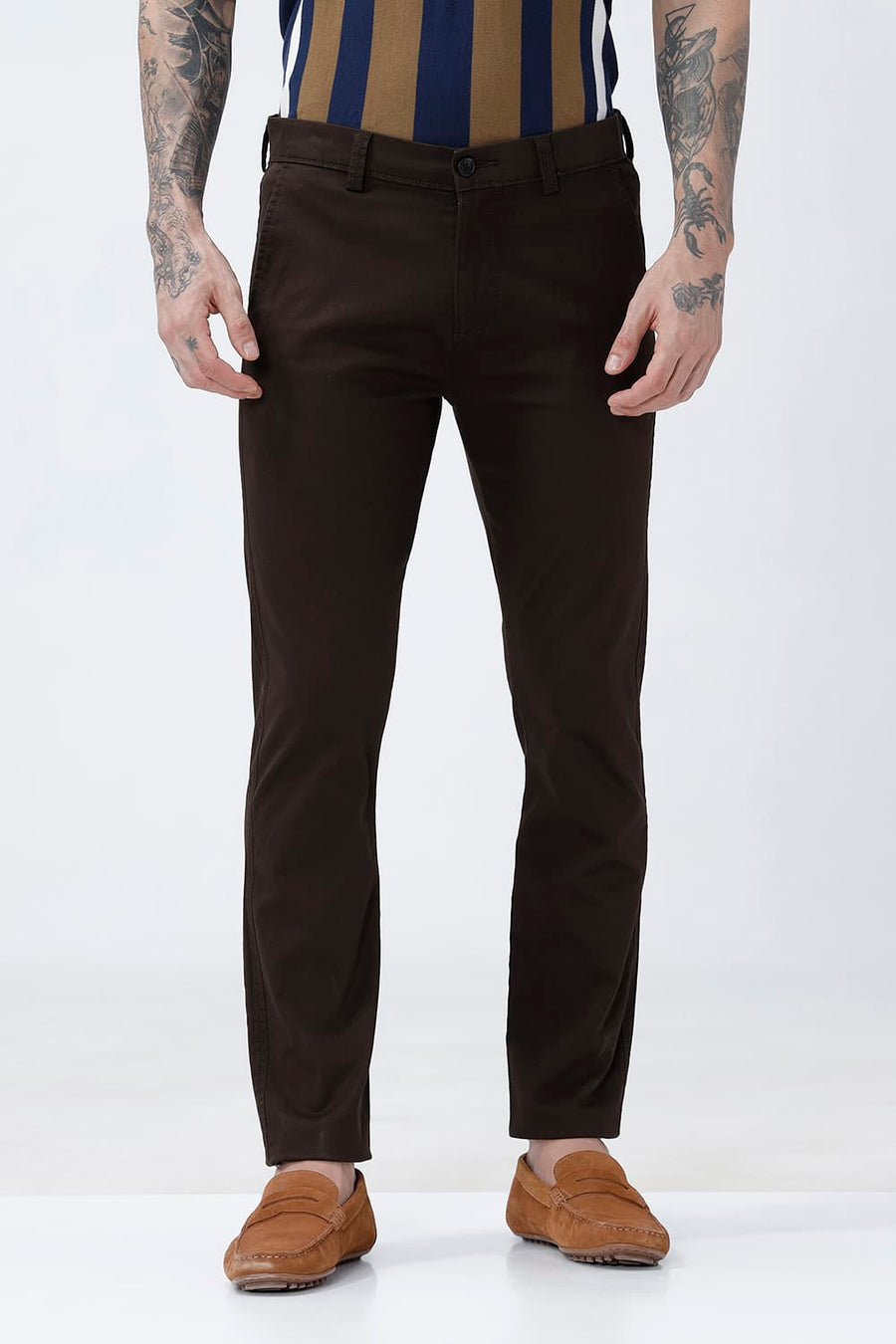 BASICS TAPERED FIT  COTTON STRETCH STRUCTURE TROUSER