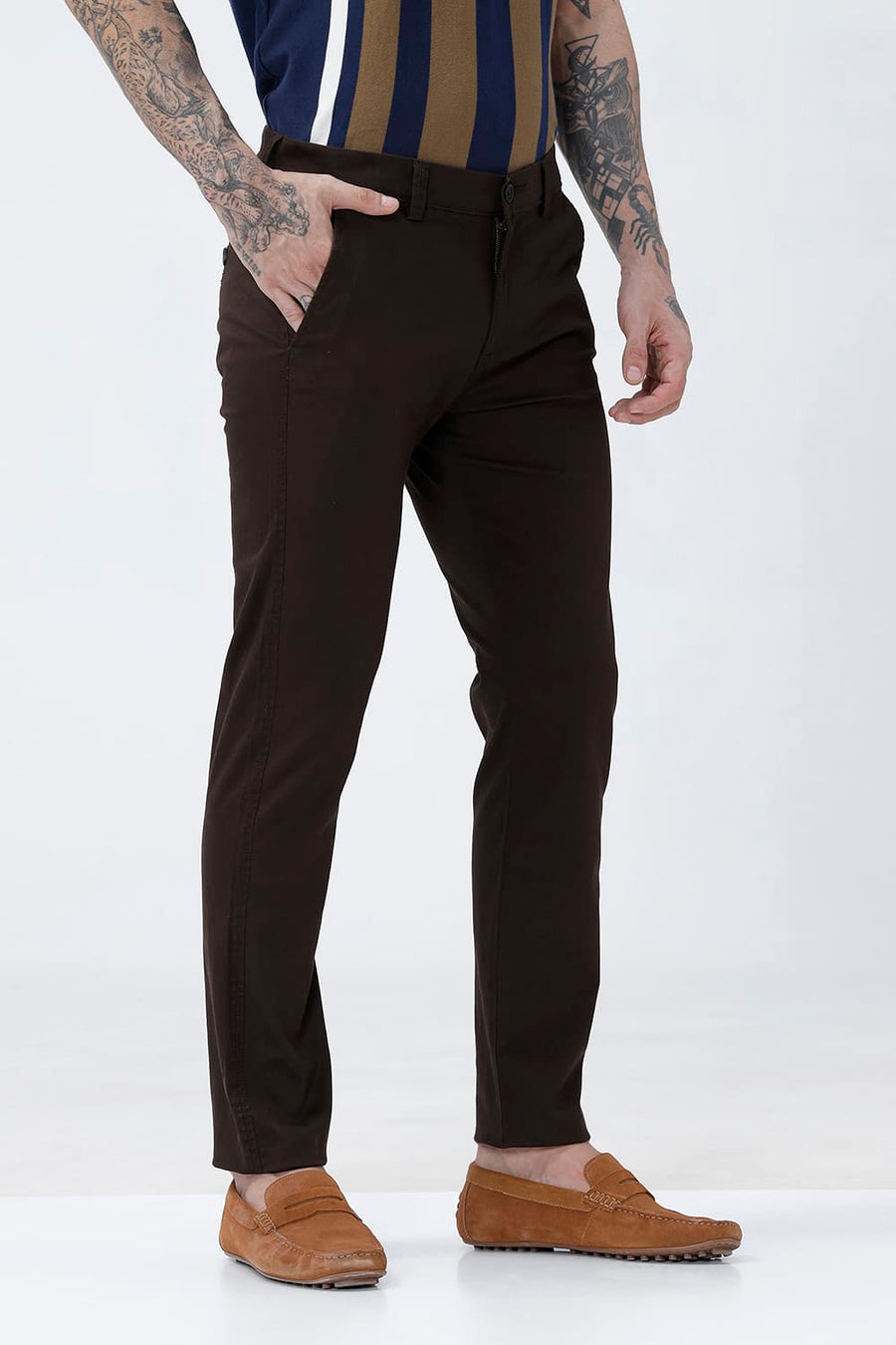 BASICS TAPERED FIT  COTTON STRETCH STRUCTURE TROUSER