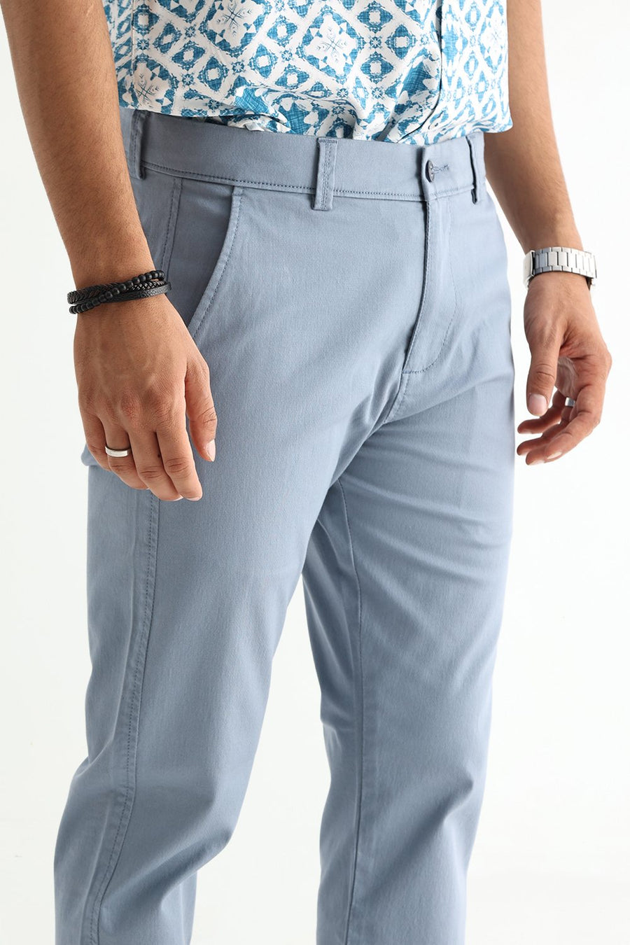 BASICS TAPERED FIT  COTTON STRETCH STRUCTURE TROUSER