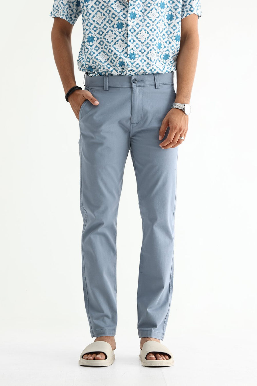 BASICS TAPERED FIT  COTTON STRETCH STRUCTURE TROUSER