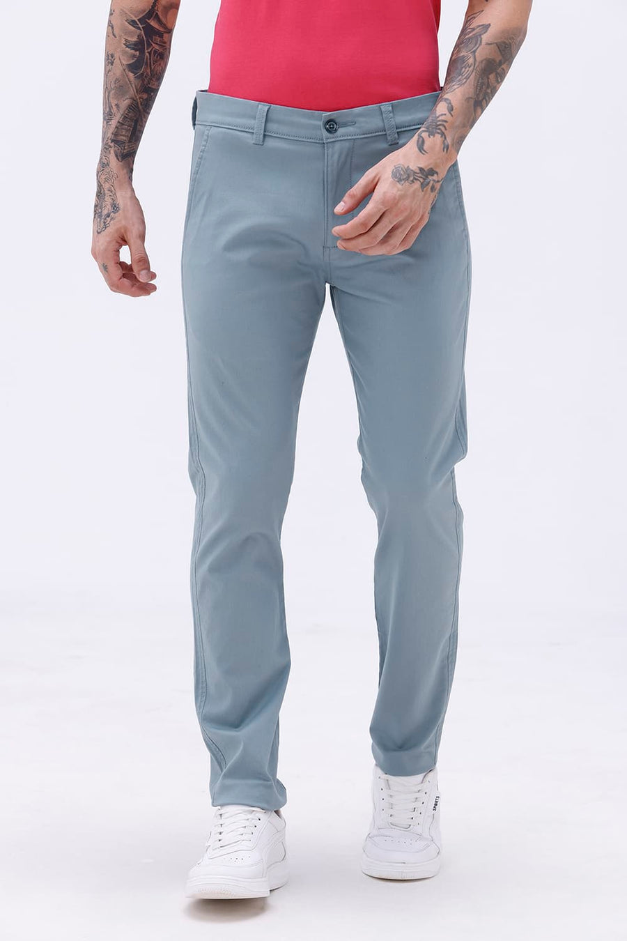 BASICS TAPERED FIT  COTTON STRETCH STRUCTURE TROUSER