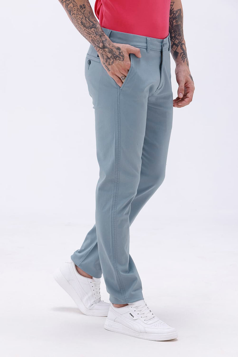 BASICS TAPERED FIT  COTTON STRETCH STRUCTURE TROUSER