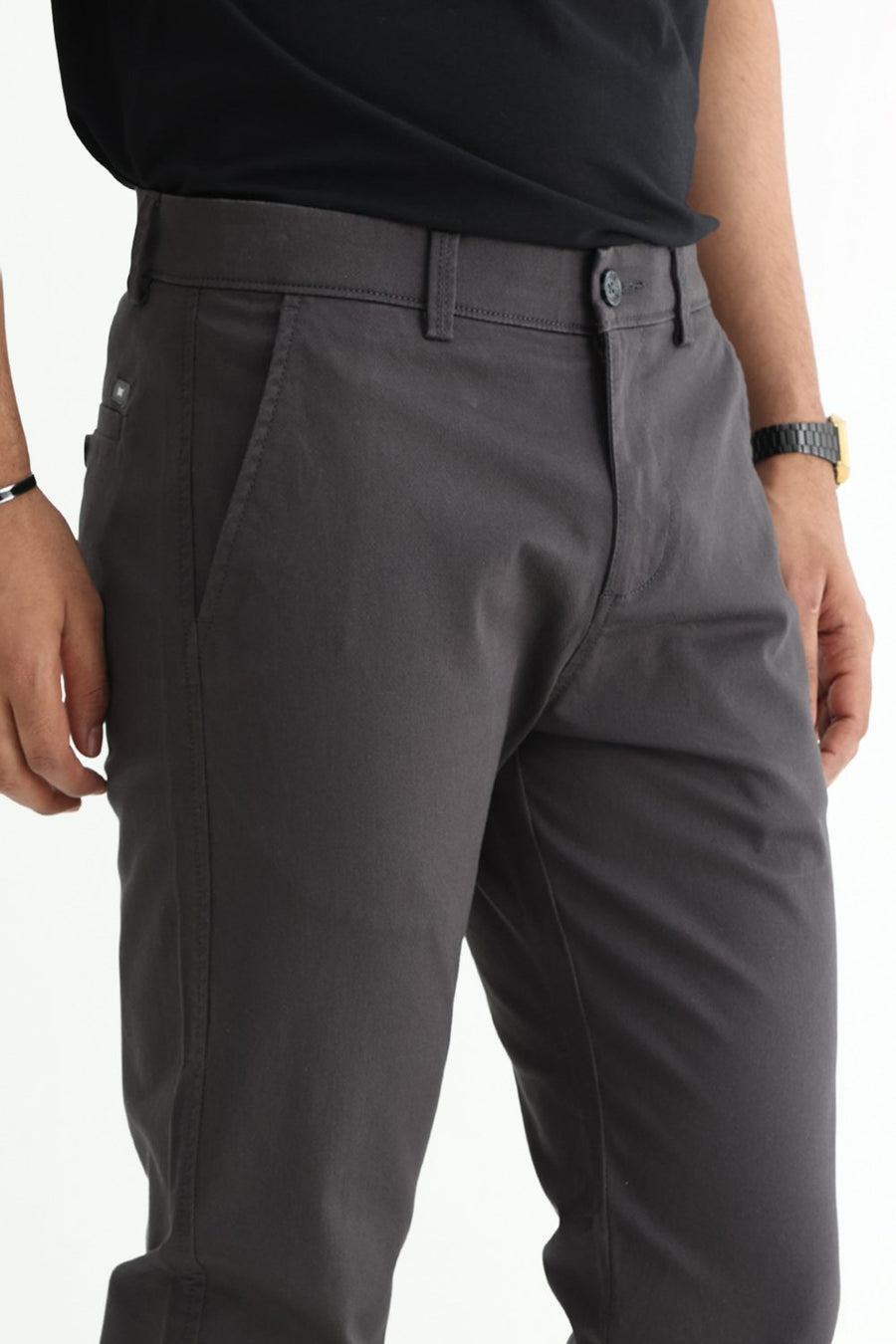 BASICS TAPERED FIT  COTTON STRETCH STRUCTURE TROUSER