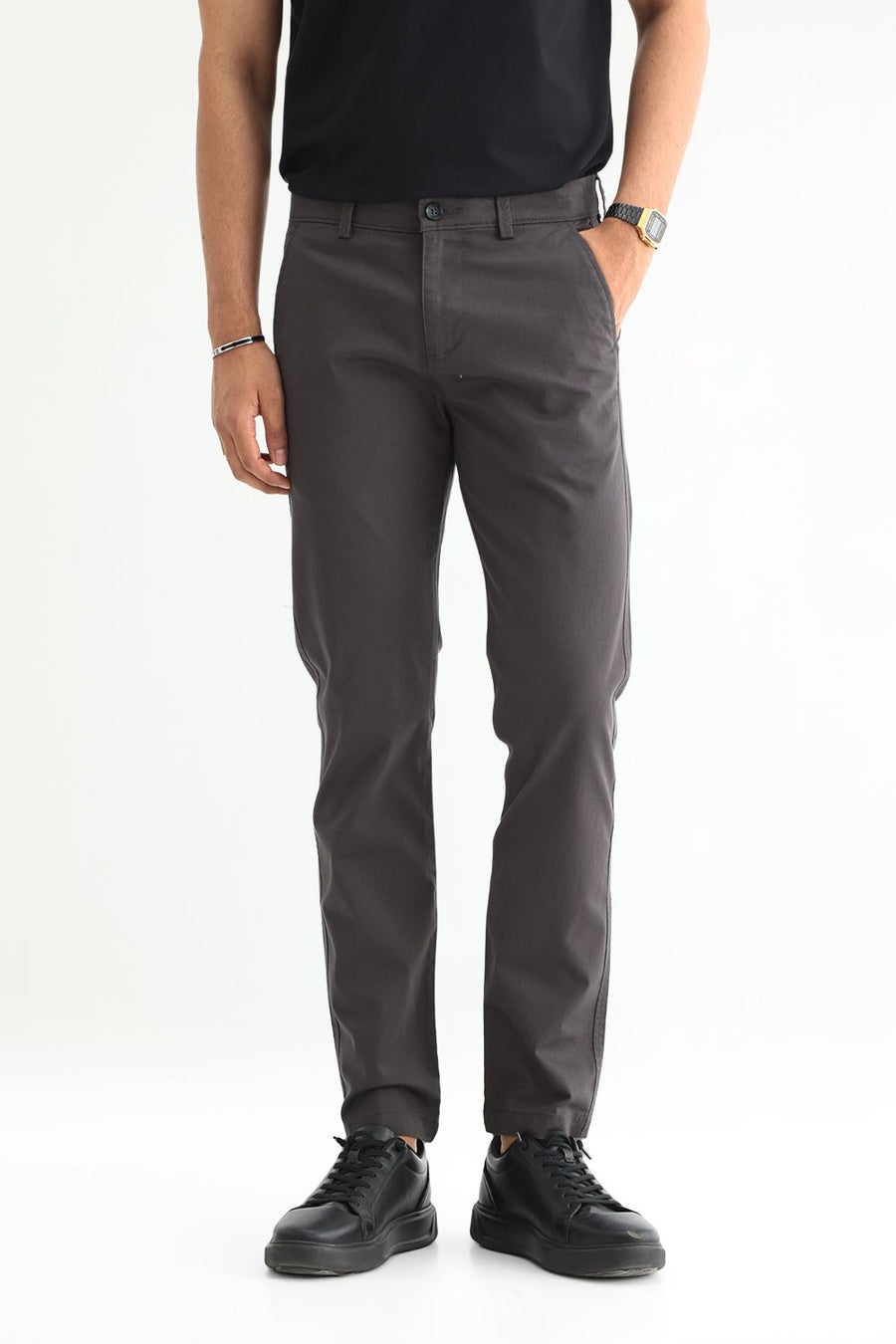 BASICS TAPERED FIT  COTTON STRETCH STRUCTURE TROUSER