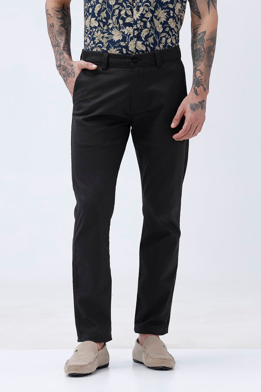 BASICS TAPERED FIT  COTTON STRETCH STRUCTURE TROUSER