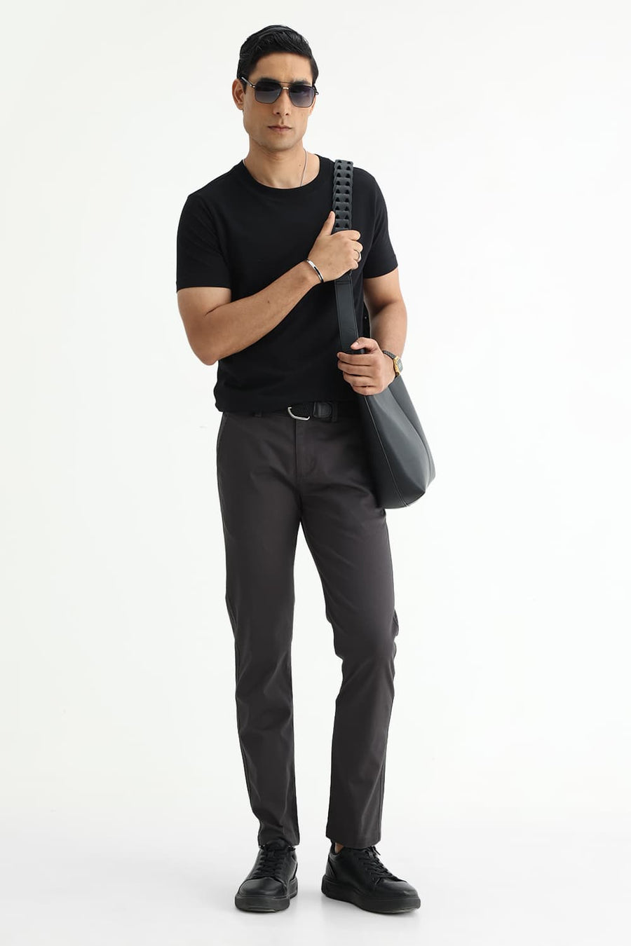 BASICS TAPERED FIT  COTTON STRETCH STRUCTURE TROUSER