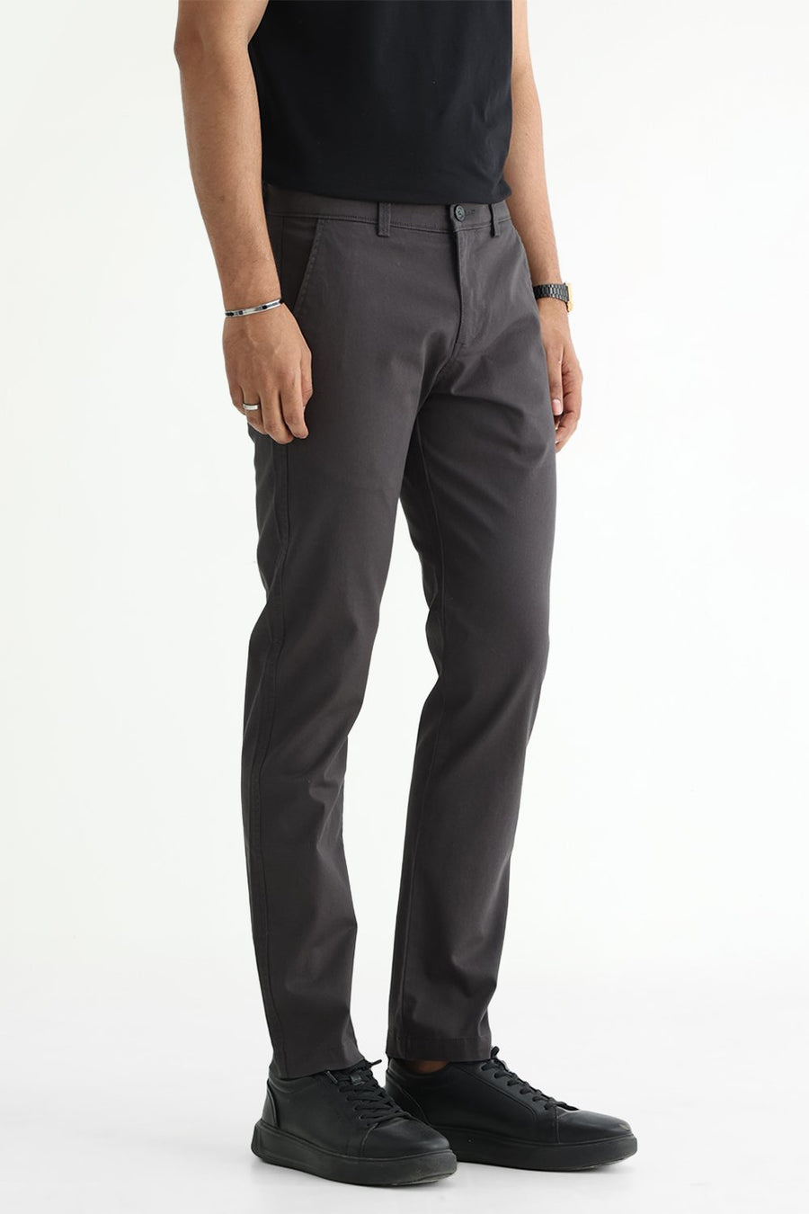 BASICS TAPERED FIT  COTTON STRETCH STRUCTURE TROUSER