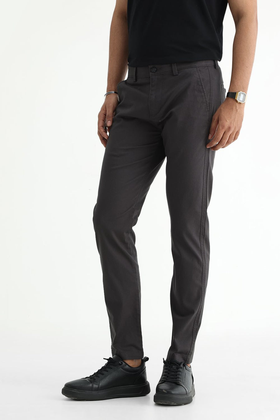 BASICS TAPERED FIT  COTTON STRETCH STRUCTURE TROUSER