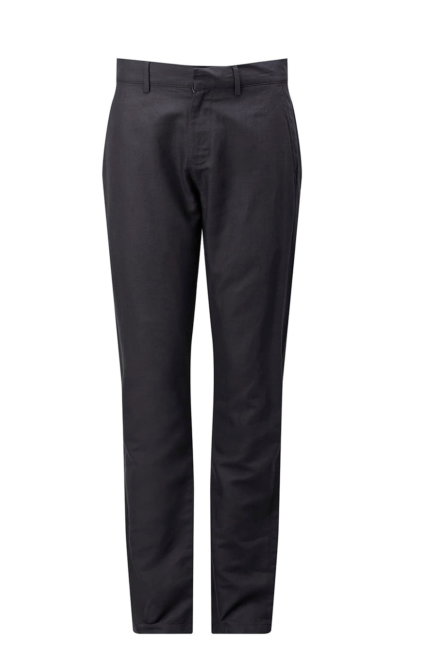 BASICS TAPERED FIT OBSIDIAN GREY COTTON LINEN STRUCTURE TROUSER