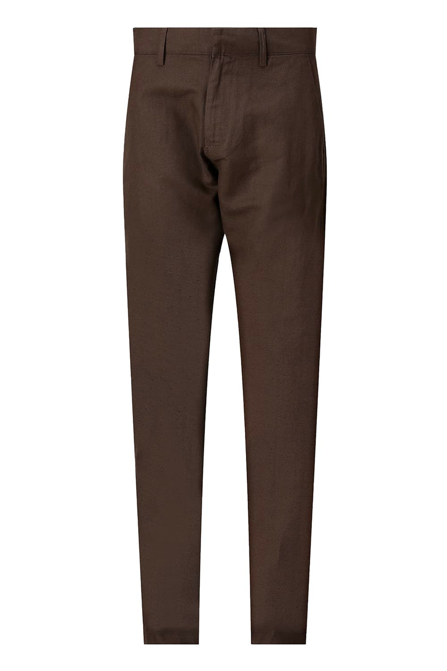 BASICS TAPERED FIT DESERT PALM BROWN COTTON LINEN STRUCTURE TROUSER
