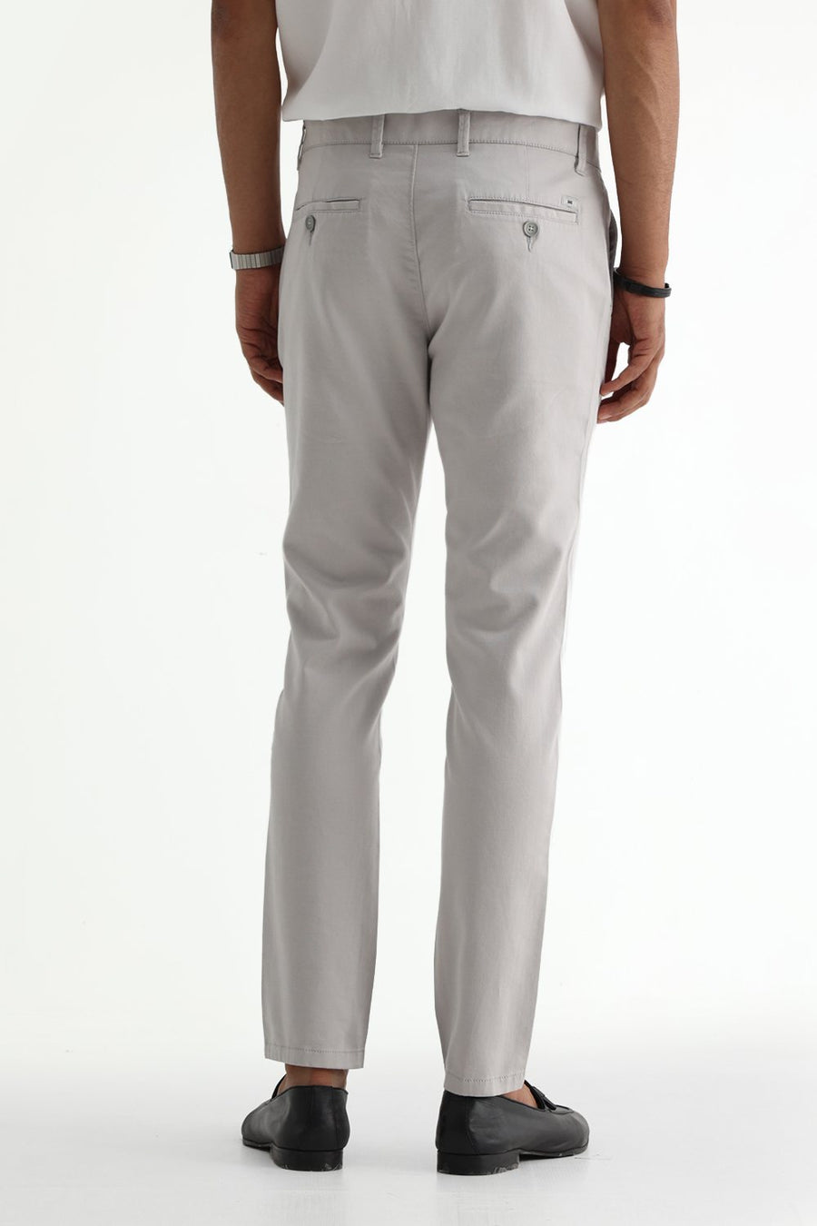 BASICS TAPERED FIT RAINY NATURAL COTTON LINEN STRUCTURE TROUSER