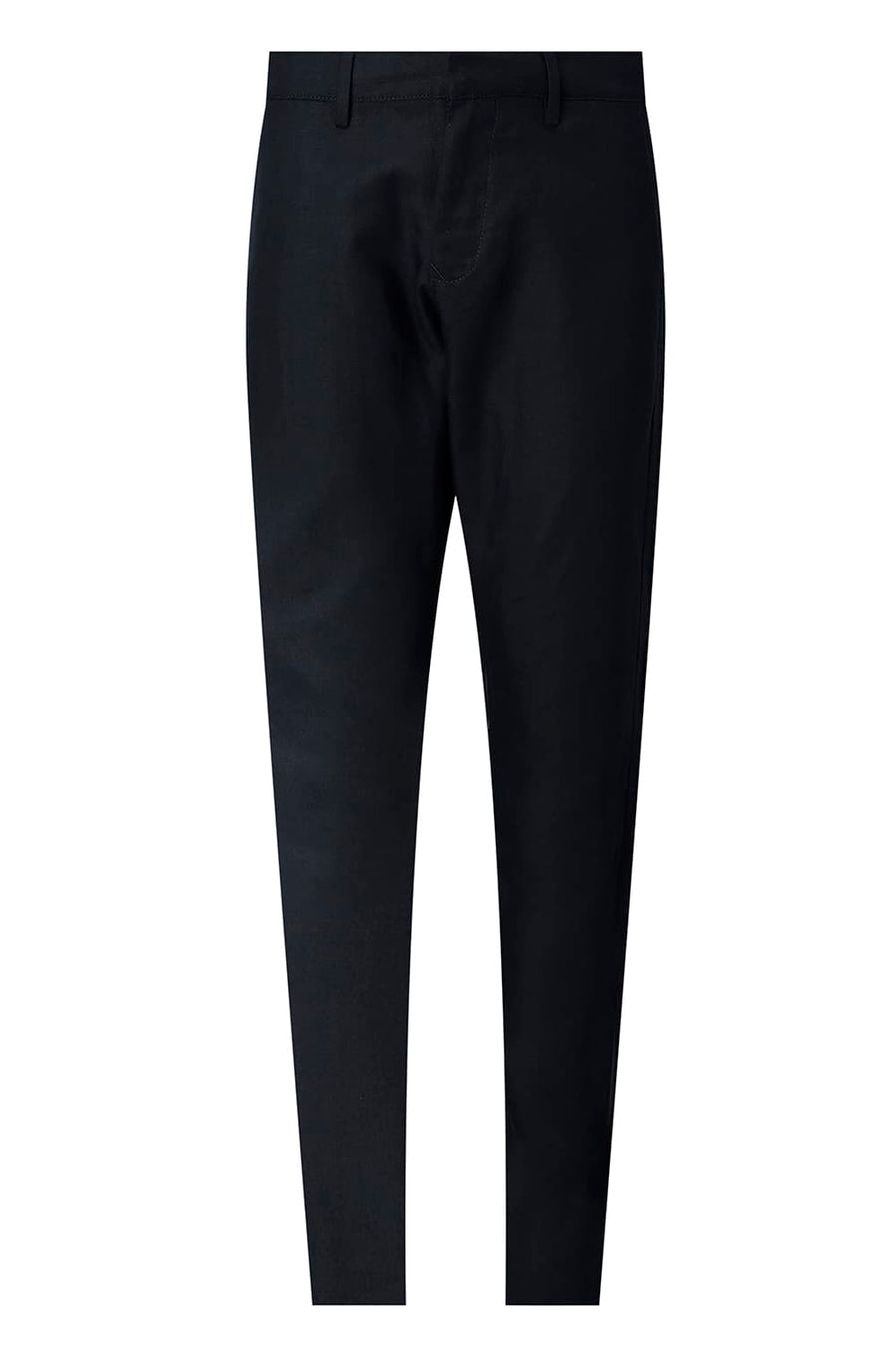 BASICS TAPERED FIT BLUBERRY NAVY COTTON LINEN STRUCTURE TROUSER