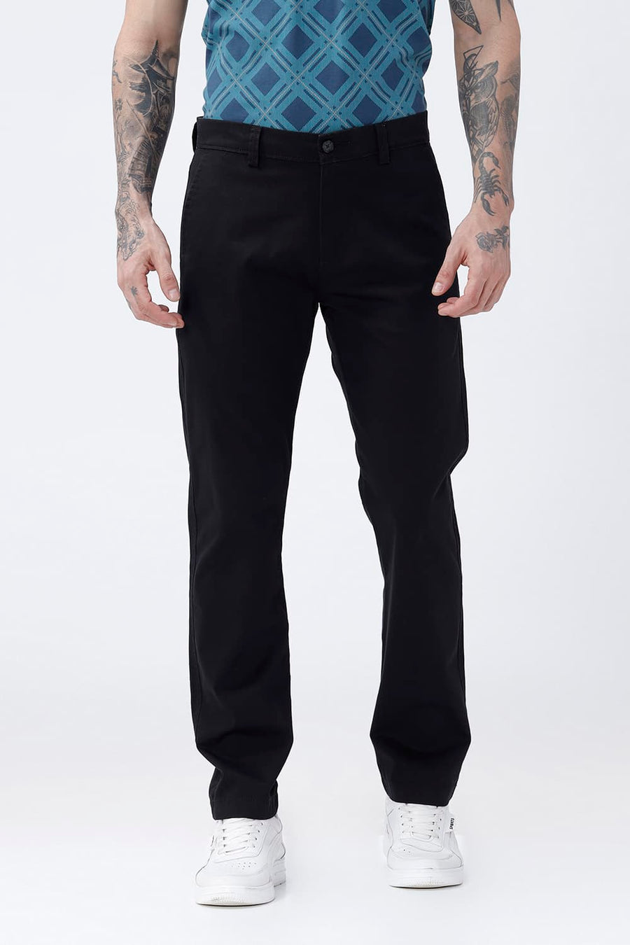 BASICS TAPERED FIT  COTTON STRETCH STRUCTURE TROUSER