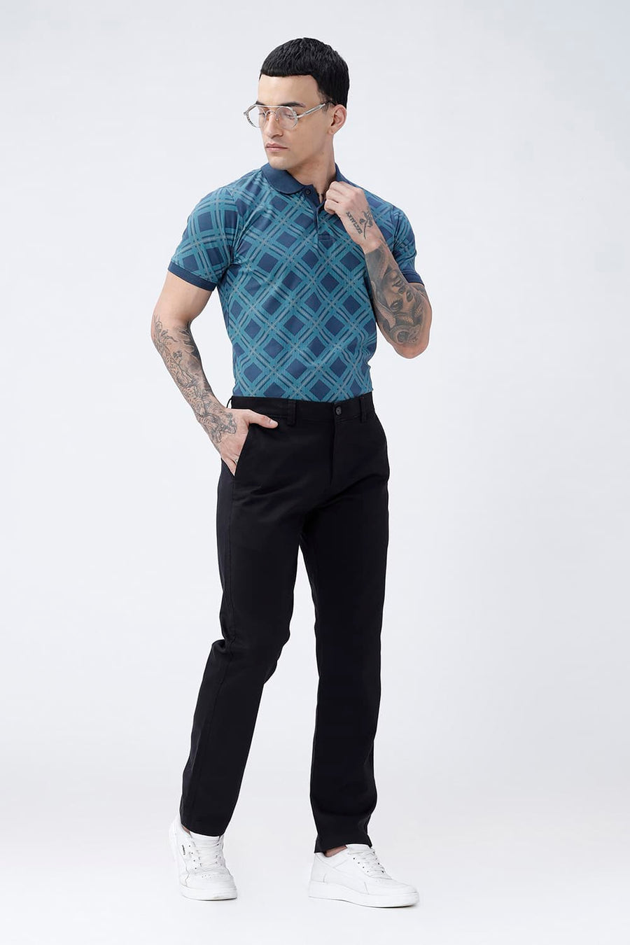 BASICS TAPERED FIT  COTTON STRETCH STRUCTURE TROUSER