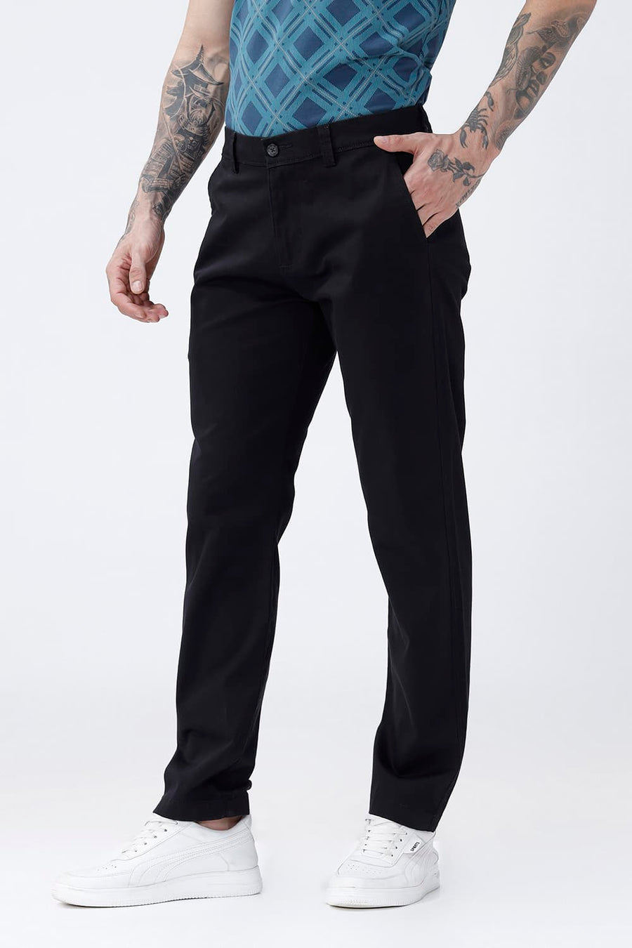 BASICS TAPERED FIT  COTTON STRETCH STRUCTURE TROUSER