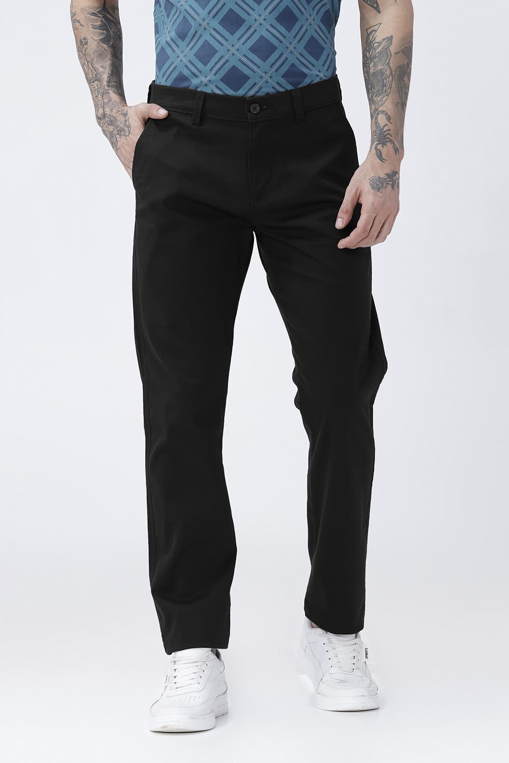 BASICS TAPERED FIT  COTTON STRETCH STRUCTURE TROUSER