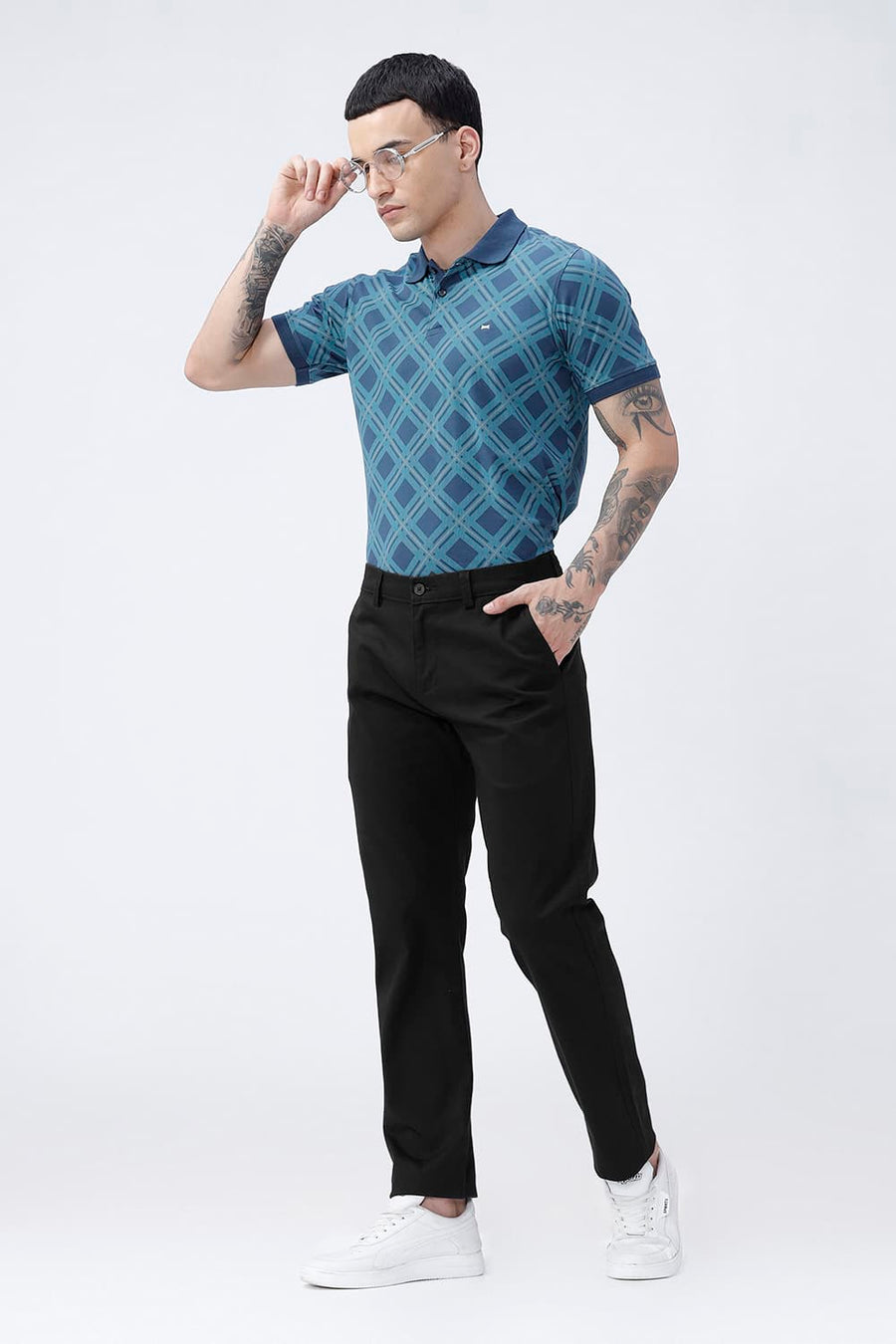 BASICS TAPERED FIT  COTTON STRETCH STRUCTURE TROUSER