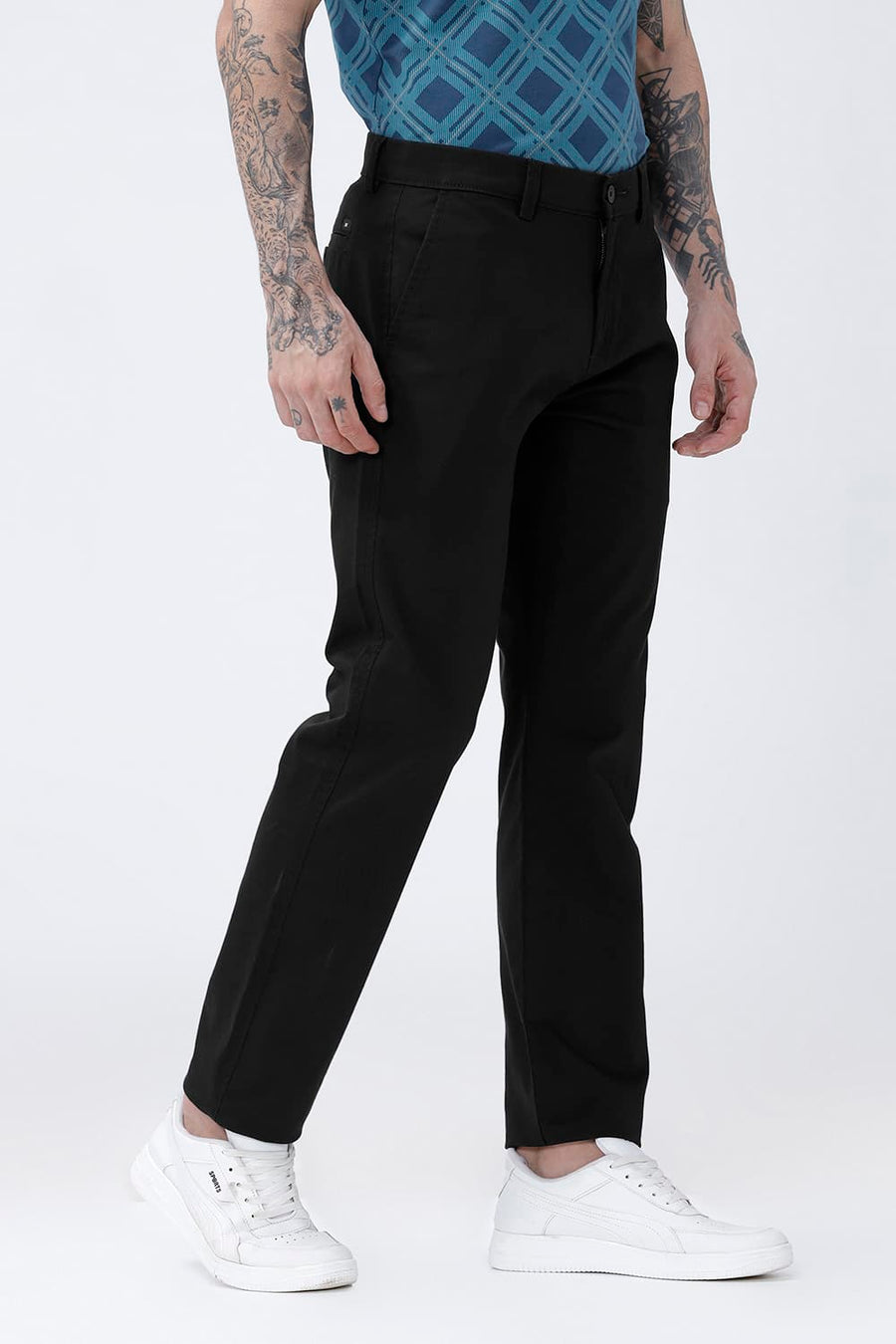 BASICS TAPERED FIT  COTTON STRETCH STRUCTURE TROUSER