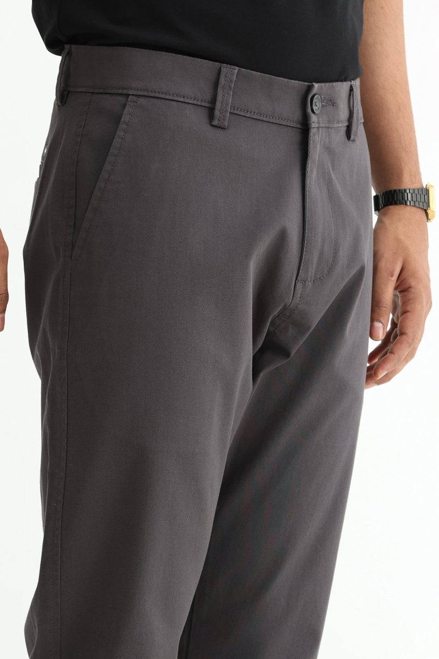 BASICS TAPERED FIT  COTTON STRETCH STRUCTURE TROUSER